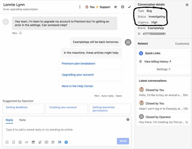 help desk example: intercom